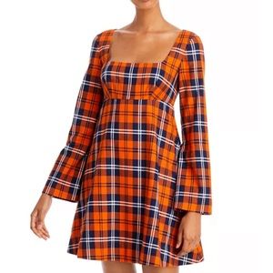 Staud Beth Mini Dress in Poppy Plaid